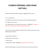 FLORIDA PERSONAL LINES EXAM (ACTUAL) 2024 QUESTIONS AND ANSWERS