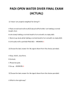 PADI OPEN WATER DIVER FINAL EXAM (ACTUAL) 2024 QUESTIONS AND ANSWERS