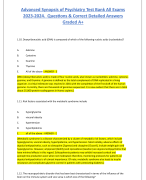 Advanced Synopsis of Psychiatry Test Bank All Exams 2023-2024. Questions & Correct Detailed Answers  Graded A+