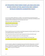 ATI PEDIATRICS PROCTORED EXAM with NGN 2024-2025  All 300 UPDATE ACTUAL QUESTIONS AND CORRECT  DETAILED ANSWERS GUARANTEED PASS!!