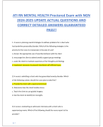 ATI RN MENTAL HEALTH Proctored Exam with NGN 2024-2025 UPDATE ACTUAL QUESTIONS AND  CORRECT DETAILED ANSWERS GUARANTEED  PASS!!