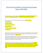 Test bank for Essentials of Abnormal Psychology  Exam 1 2024-2025.