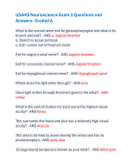 USAHS Neuroscience Exam 3 Questions and  Answers- Graded A