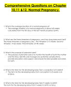 Comprehensive Questions on Chapter  10,11 &12. Normal Pregnancy.