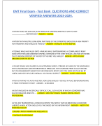 EMT Final Exam - Test Bank QUESTIONS AND CORRECT  VERIFIED ANSWERS 2023-2024.