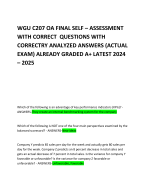 WGU C207 OA FINAL SELF – ASSESSMENT WITH CORRECT  QUESTIONS WITH CORRECTRY ANALYZED ANSWERS (ACTUAL EXAM) ALREADY GRADED A+ LATEST 2024 – 2025       