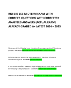 RIO BIO 156 MIDTERM EXAM WITH CORRECT  QUESTIONS WITH CORRECTRY ANALYZED ANSWERS (ACTUAL EXAM) ALREADY GRADED A+ LATEST 2024 – 2025  