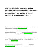 BIO 156  RIO EXAM 2 WITH CORRECT  QUESTIONS WITH CORRECTRY ANALYZED ANSWERS (ACTUAL EXAM) ALREADY GRADED A+ LATEST 2024 – 2025     