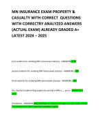MN INSURANCE EXAM PROPERTY & CASUALTY WITH CORRECT  QUESTIONS WITH CORRECTRY ANALYZED ANSWERS (ACTUAL EXAM) ALREADY GRADED A+ LATEST 2024 – 2025   