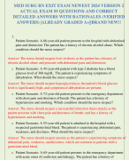 MED SURG RN EXIT EXAM NEWEST 2024 VERSION 2  ACTUAL EXAM 55 QUESTIONS AND CORRECT  DETAILED ANSWERS WITH RATIONALES (VERIFIED  ANSWERS) |ALREADY GRADED A+||BRAND NEW!!