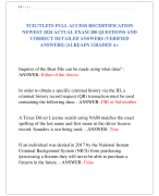 TCIC/TLETS FULL ACCESS RECERTIFICATION  NEWEST 2024 ACTUAL EXAM 200 QUESTIONS AND  CORRECT DETAILED ANSWERS (VERIFIED  ANSWERS) |ALREADY GRADED A+