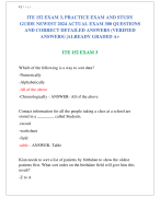 ITE 152 EXAM 3, PRACTICE EXAM AND STUDY  GUIDE NEWEST 2024 ACTUAL EXAM 300 QUESTIONS  AND CORRECT DETAILED ANSWERS (VERIFIED  ANSWERS) |ALREADY GRADED A+