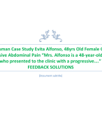 iHuman Case Study Evita Alfonso, 48yrs Old Female CC:  Progressive Abdominal Pain “Mrs. Alfonso is a 48-year-old female  patient who presented to the clinic with a progressive….” EXPERT  FEEDBACK SOLUTIONS