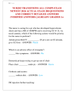 NUR283 TRANSITIONS ALL COMPS EXAM  NEWEST 2024 ACTUAL EXAM 200 QUESTIONS  AND CORRECT DETAILED ANSWERS (VERIFIED ANSWERS) |ALREADY GRADED A+
