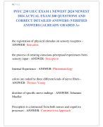 PSYC 230 UIUC EXAM 1 NEWEST 2024 NEWEST  2024 ACTUAL EXAM 200 QUESTIONS AND  CORRECT DETAILED ANSWERS (VERIFIED  ANSWERS) |ALREADY GRADED A+