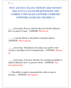 PSYC 230 UIUC EXAM 3 NEWEST 2024 NEWEST  2024 ACTUAL EXAM 200 QUESTIONS AND  CORRECT DETAILED ANSWERS (VERIFIED  ANSWERS) |ALREADY GRADED A+
