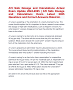 ATI Safe Dosage and Calculations Actual  Exam Update 2024-2025 | ATI Safe Dosage  and Calculations Exam Latest 2025  Questions and Correct Answers Rated A+ | Verified ATI Safe Dosage and Calculations  Exam Update 2024-2025 Quiz with Accurate Solutions Aranking Allpass'