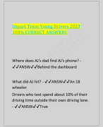 Impact Texas Young Drivers 2023  100% CORRECT ANSWERS