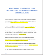 NR509 Midterm UPDATE ACTUAL EXAM, QUESTIONS AND CORRECT DETAILED ANSWERS GUARANTEED PASS!!