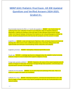 NRNP 6541 Pediatric Final Exam. All 200 Updated  Questions and Verified Answers 2024-2025.  Graded A+.