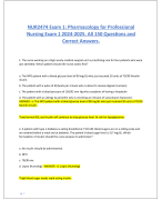 NUR2474 Exam 1: Pharmacology for Professional  Nursing Exam 1 2024-2025. All 150 Questions and  Correct Answers.