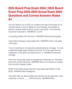 EEG Board Prep Exam 2024 | EEG Board  Exam Prep 2024-2025 Actual Exam 2024  Questions and Correct Answers Rated  A+ | Verified EEG Board Prep FinalExam 2024 -2025 Quiz with Accurate Solutions Aranking Allpassl'