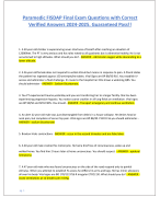 Paramedic FISDAP Final Exam Questions with Correct  Verified Answers 2024-2025. Guaranteed Pass!!