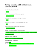 Portage Learning A&P 2: Final Exam  Correctly Solved