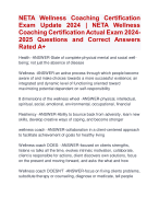 NETA Wellness Coaching Certification Exam Update 2024 | NETA Wellness  Coaching Certification Actual Exam 2024- 2025 Questions and Correct Answers  Rated A+ | Verified  NETA Wellness Coaching Certification Exam Update 2024-2025 Quiz with Accurate Solutions Aranking Allpassl' 