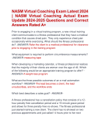 NASM Virtual Coaching Exam Latest 2024  | NASM Virtual Coaching Actual Exam  Update 2024-2025 Questions and Correct  Answers Rated A+ | Verified NASM Virtual Coaching Exam UpdateLatest 2024-2025 Quiz with Accurate Solutions Aranking Allpassl'