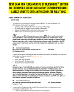 TEST BANK FOR FUNDAMENTAL OF NURSING 10TH EDITION  BY POTTER QUESTIONS AND ANSWERS WITH RATIONALE  LATEST UPDATED 2024 WITH COMPLETE SOLUTIONS