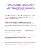 TEXAS ALL LINE ADJUSTER EXAM / ACTUAL TEXAS ALL LINE ADJUSTER EXAM (LATEST UPDATED VERSION) 2024/2025 REAL QUESTIONS AND 100% CORRECT VERIFIED ANSWERS |GUARANTEED PASS. (BRAND NEW!!)