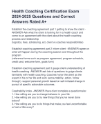 Health Coaching Certification Exam  2024-2025 Questions and Correct  Answers Rated A+ | Certified Health Coaching Certification Exam  2024-2025 Quiz with Accurate Solutions Aranking Allpassl'