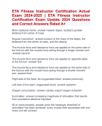 ETA Fitness Instructor Certification Actual  Exam 2024-2025 | ETA Fitness Instructor  Certification Exam Update 2024 Questions  and Correct Answers Rated A+ | Verified ETA Fitness Instructor Certification ActualUpdate  Exam 2024-2025 Quiz with Accurate Solutions Aranking Allpassl'