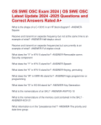 OS SWE OSC Exam 2024 | OS SWE OSC Latest Update 2024 -2025 Questions and  Correct Answers Rated A+ | Certified OS SWE OSC ExamLatest Final 2024-2025 Quiz with Accurate Solutions Aranking Allpassl'
