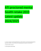 ATI proctored mental health retake 2019 Latest update 2024/2025