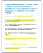 WALDEN UNIVERSITY NURS 6531 MIDTERM EXAM  LATEST 2023-2024 NURS-6531/NURS6531  MIDTERM ADVANCED PRACTICE CARE OF ADULTS  ACROSS| ALL 150 QUESTIONS AND CORRECT  ANSWERS