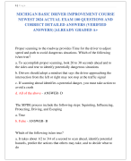 MICHIGAN BASIC DRIVER IMPROVEMENT COURSE  NEWEST 2024 ACTUAL EXAM 100 QUESTIONS AND  CORRECT DETAILED ANSWERS (VERIFIED  ANSWERS) |ALREADY GRADED A+