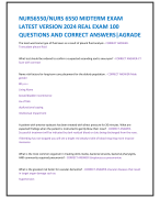 NURS6550/NURS 6550 MIDTERM EXAM  LATEST VERSION 2024 REAL EXAM 100  QUESTIONS AND CORRECT ANSWERS|AGRADE