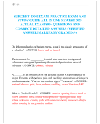 SURGERY EOR EXAM, PRACTICE EXAM AND  STUDY GUIDE ALL IN ONE NEWEST 2024  ACTUAL EXAM 800+ QUESTIONS AND  CORRECT DETAILED ANSWERS (VERIFIED  ANSWERS) |ALREADY GRADED A+