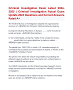 Criminal Investigation Exam Latest 2024- 2025 | Criminal Investigation Actual Exam  Update 2024 Questions and Correct Answers  Rated A+| Certified Criminal Investigation Exam Latestupdat 2024- 2025 Quiz with Accurate Solutions Aranking Allpassi