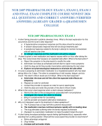 NUR 2407 PHARMACOLOGY EXAM 1, EXAM 2, EXAM 3  AND FINAL EXAM COMPLETE COURSE NEWEST 2024  ALL QUESTIONS AND CORRECT ANSWERS (VERIFIED  ANSWERS) |ALREADY GRADED A+||RASMUSSEN  COLLEGE