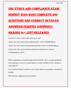 Uhc ethics and compliance exam newest 2024-2025 complete 300 questions and correct detailed answers(verified answers)| graded a+|just released