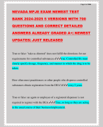 NEVADA MPJE EXAM NEWEST TEST BANK 2024-2025 5 VERSIONS WITH 700 QUESTIONS AND CORRECT DETAILED ANSWERS ALREADY GRADED A+| NEWEST UPDATES| JUST RELEASED