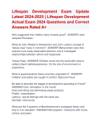 Lifespan Development Exam Update  Latest 2024-2025 | Lifespan Development  Actual Exam 2024 Questions and Correct  Answers Rated A+ | Verified Lifespan Development Exam UpdatLatest 2024-2025 Quiz with Accurate Solutions Aranking Allpassi