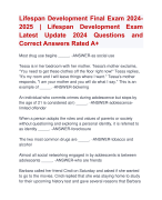 Lifespan Development Final Exam 2024- 2025 | Lifespan Development Exam  Latest Update 2024 Questions and  Correct Answers Rated A+ | Certified Lifespan Development FinalExam 2024- 2025 Quiz with Accurate Solutions Aranking Allpassm