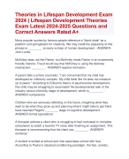 Theories in Lifespan Development Exam  2024 | Lifespan Development Theories  Exam Latest 2024-2025 Questions and  Correct Answers Rated A+ | verified Theories in Lifespan Development Exam  2024-2025 Quiz with Accurate Solutions Aranking andpass'