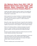Uhc Medicare Basics Exam 2024 | UHC '24  Medicare Basics Exam Latest Update | UHC  Medicare Basics Assessment 2024 Exam  Questions and Correct Answers Rated A+ | Verified Uhc Medicare Basics ExamUpdate 2024-2025 Quiz with Accurate Solutions Aranking andpassn