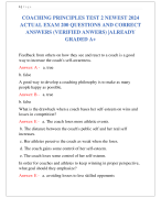 COACHING PRINCIPLES TEST 2 NEWEST 2024  ACTUAL EXAM 200 QUESTIONS AND CORRECT  ANSWERS (VERIFIED ANWERS) |ALREADY  GRADED A+