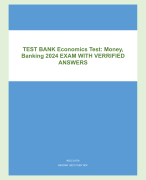 TEST BANK Economics Test: Money, Banking 2024 EXAM WITH VERRIFIED ANSWERS
